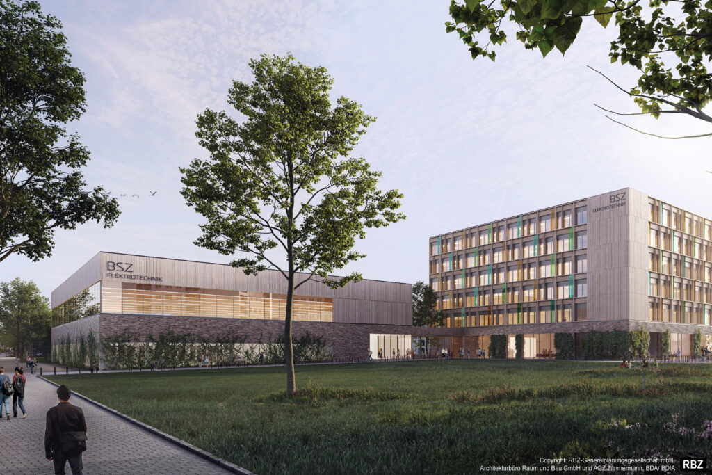 Holzbau Kompetenz Sachsen GmbH &ndash; BSZET Aussenraum Sporthalle RBZ